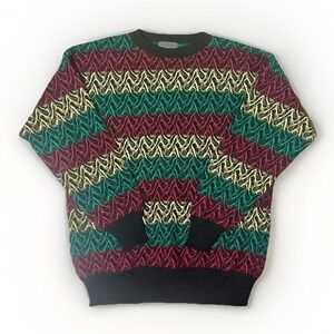 United Colors of Benetton Vintage 90s Zigzag Chevron Knit Sweater Unisex Bold